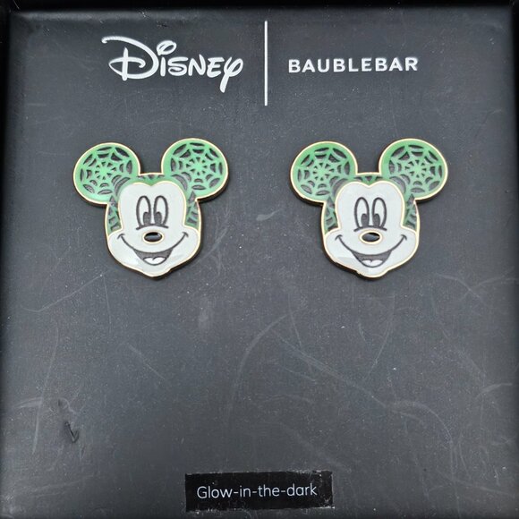Disney X Baublebar NIB Mickey Mouse Glow In The Dark Enamel Stud Earrings - Picture 7 of 7